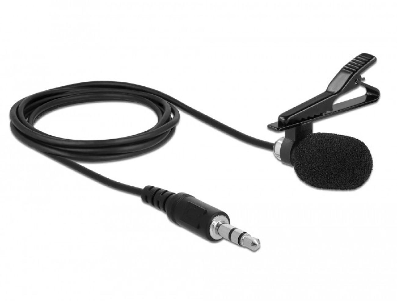 DeLOCK Microfono a Clip 66279 Omnidirezionale Cablato Nero con Jack 3.5 mm