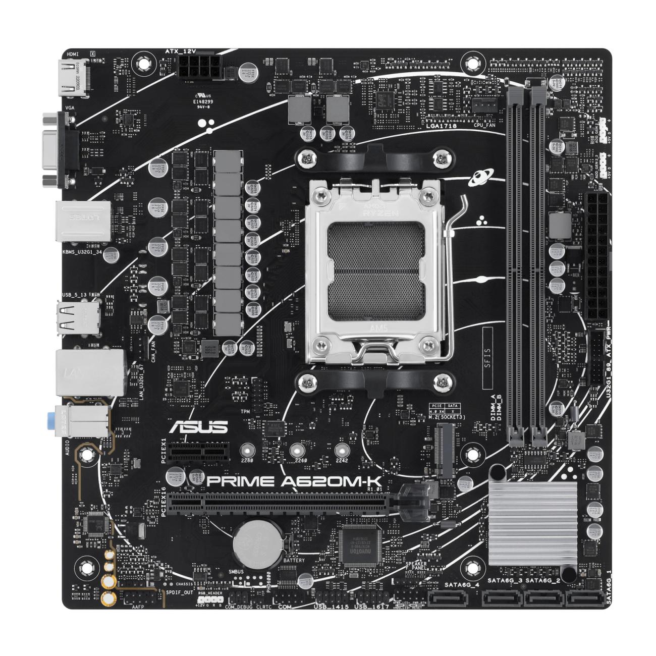 ASUS PRIME A620M-K Scheda Madre AMD A620 Socket AM5 micro ATX per Ryzen 7000