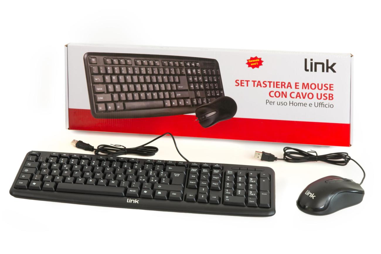 LINK LINK LKTAST08 Kit Tastiera Italiana 108 Tasti e Mouse Ottico USB