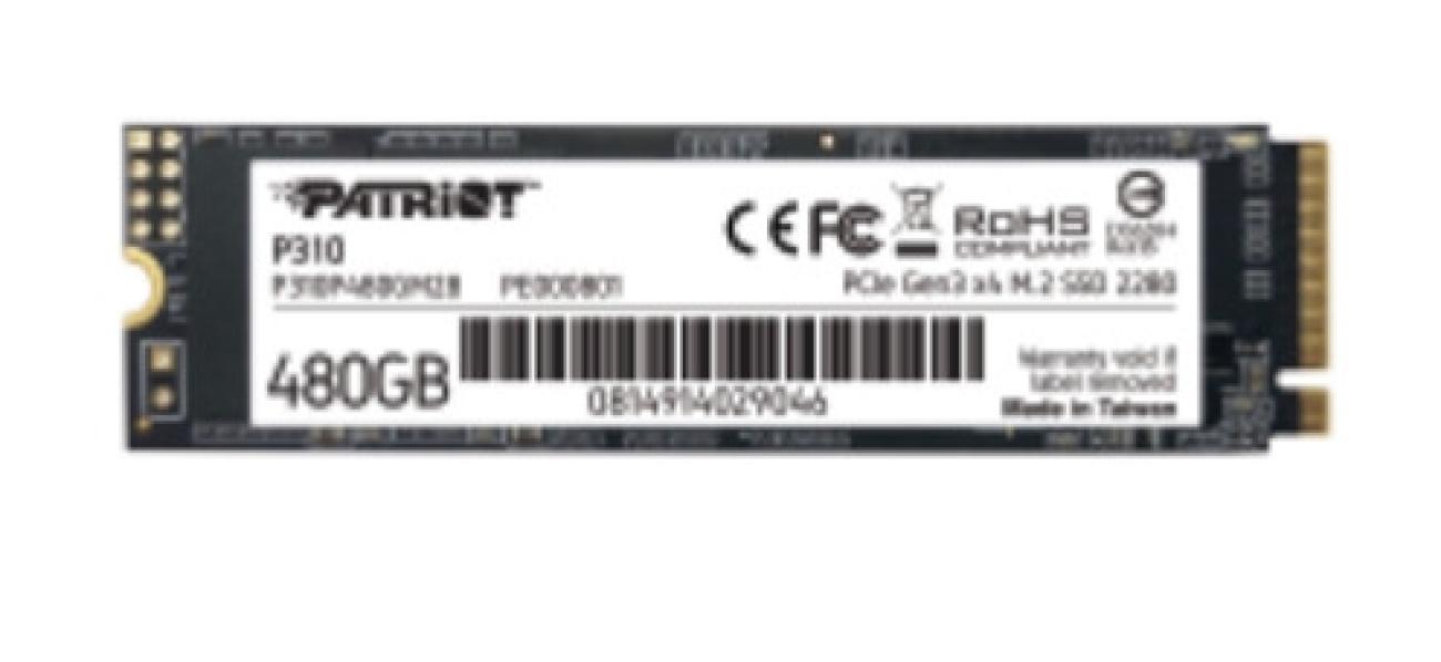 SSD NVMe Patriot Memory P310 480GB M.2 PCIe 3.0 per PC e Laptop
