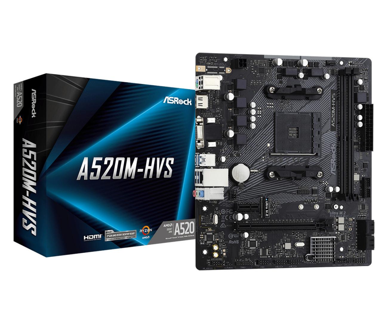 Asrock A520M-HVS Scheda Madre micro ATX Socket AM4 per AMD Ryzen 3000 DDR4