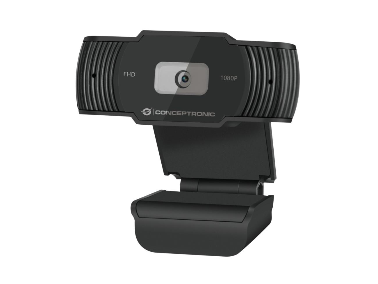 Conceptronic AMDIS04B Webcam Full HD 1080p USB 2.0 con Microfono Integrato Nero