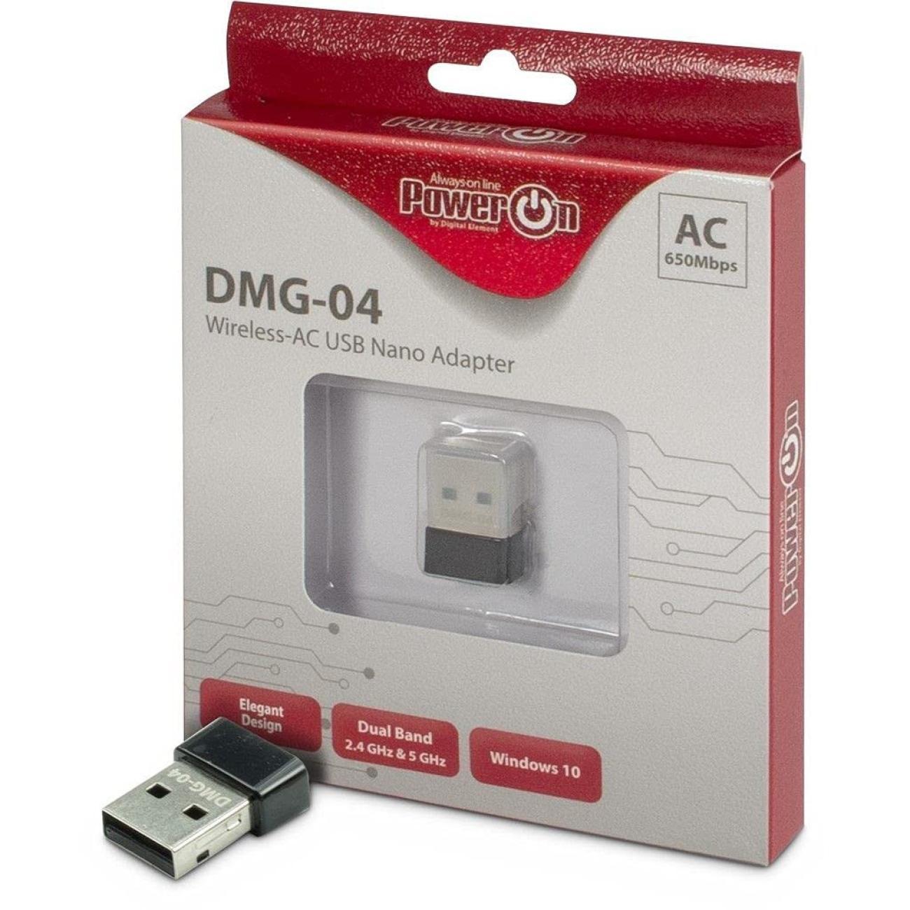 Inter-Tech Adattatore USB Wi-Fi 5 Nano Stick DMG-04 650Mbps per PC e Laptop