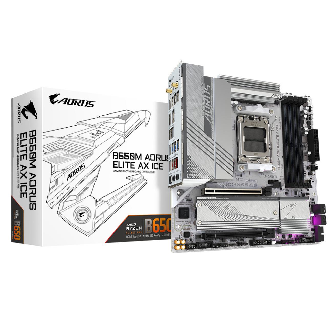 GIGABYTE B650M AORUS ELITE AX ICE Scheda madre AM5 DDR5 micro ATX per AMD Ryzen