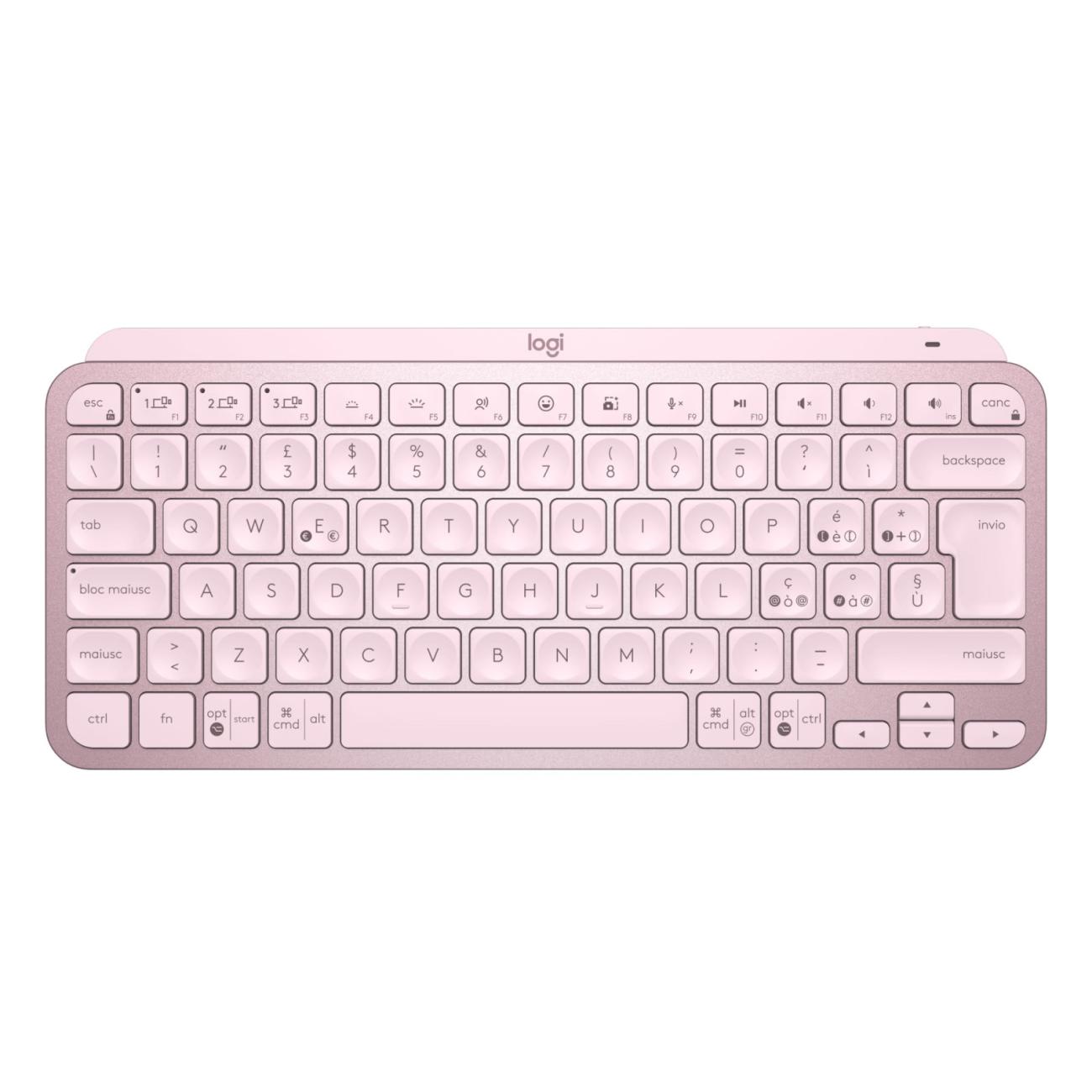 Logitech MX Keys Mini Tastiera Wireless Retroilluminata Compatta Rosa Metallo