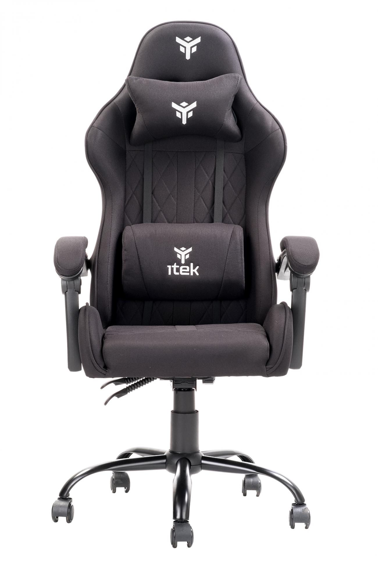 itek Gaming Chair RHOMBUS FF10 - Tessuto, Doppio Cuscino, Schienale Reclinabile, Nero Nero