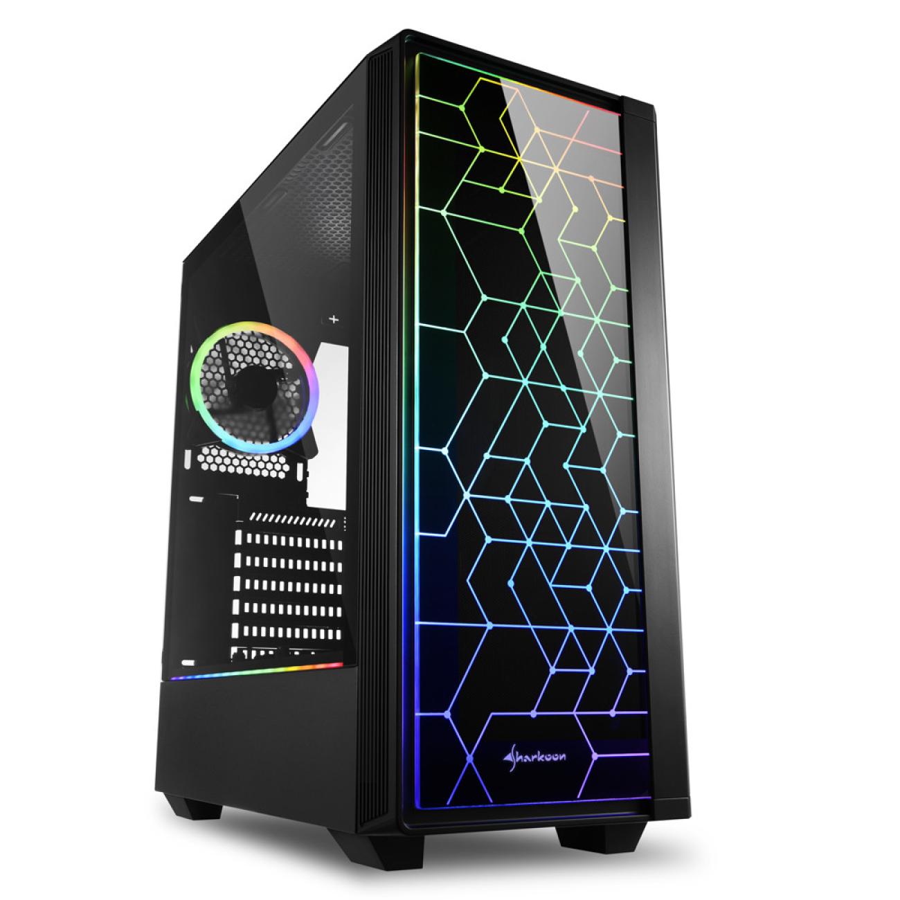 Sharkoon RGB LIT 100 Case PC Midi Tower ATX Nero con Illuminazione RGB e Pannello Trasparente