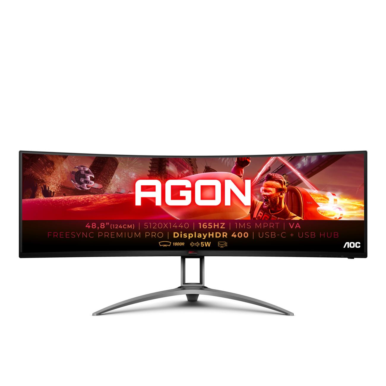 AOC Monitor Gaming 49" Curvo 5120x1440 QuadHD 165Hz G-SYNC FreeSync AG493UCX2