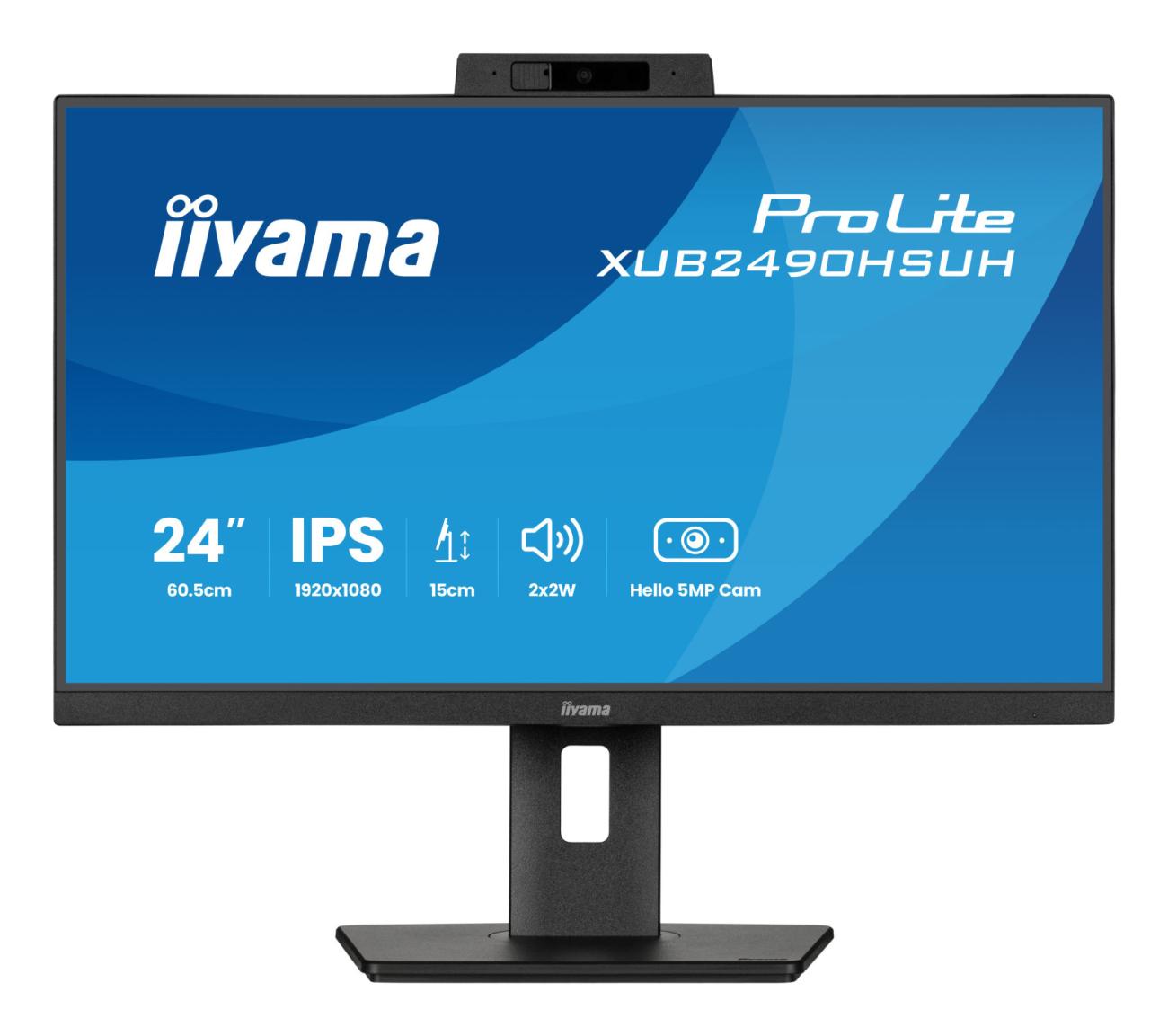 iiyama XUB2490HSUH-B2 Monitor PC 23.8" Full HD IPS LED 100Hz Nero con Webcam