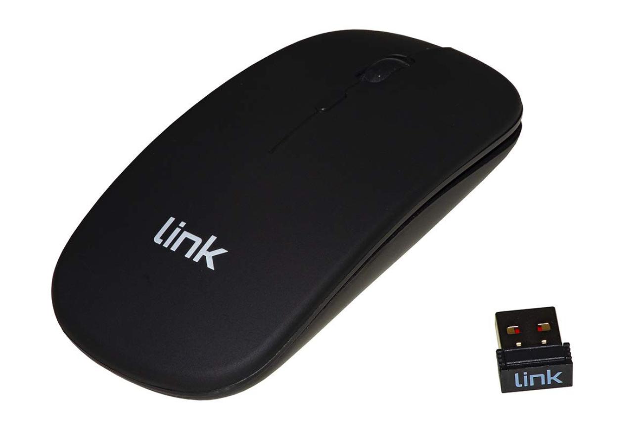 LINK LKMOS34 Mouse Wireless Ottico Nero con Batteria Ricaricabile 1600 DPI