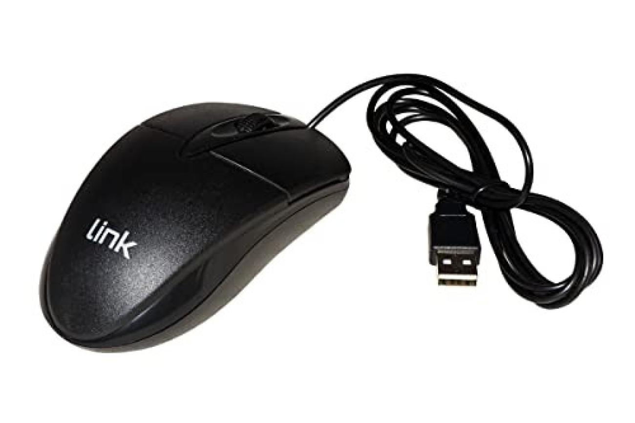 LINK Mouse Ottico USB LKMOS35 Nero 3 Tasti 1200dpi Ergonomico per Computer