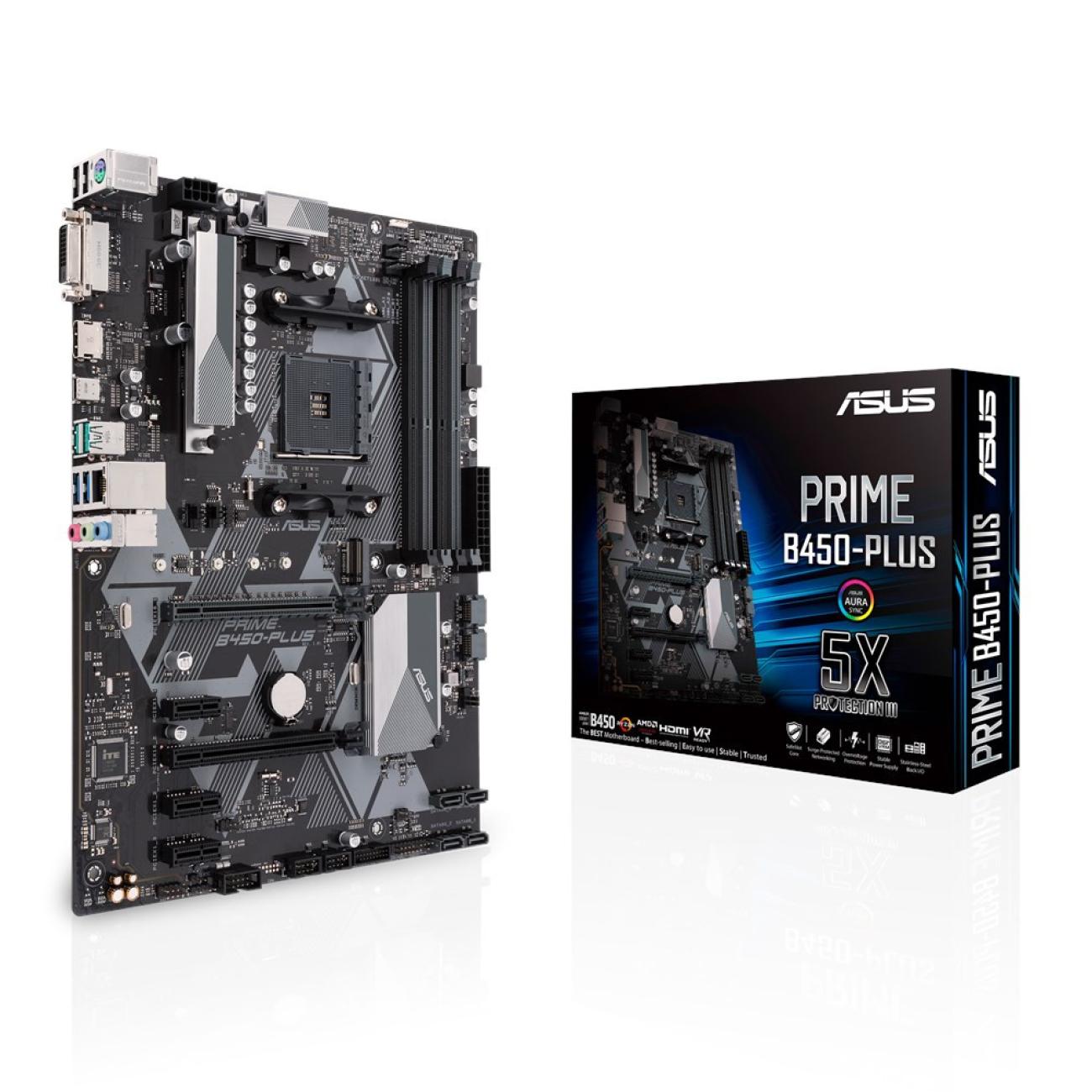 ASUS Scheda Madre PRIME B450-PLUS, Socket AMD AM4, DDR4-SDRAM, ATX, Chipset AMD B450