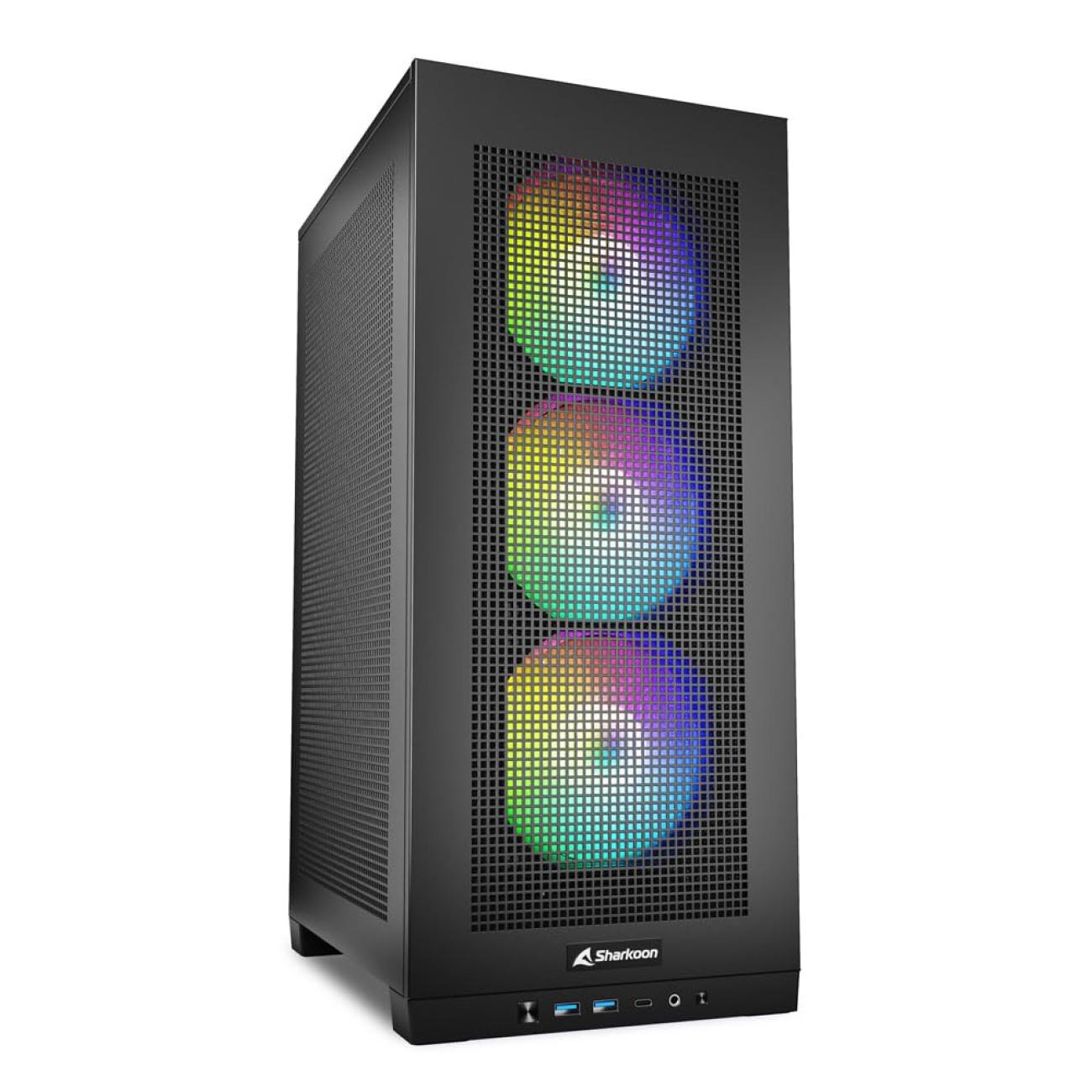 Sharkoon Rebel C20 Case PC Mini-ITX RGB Nero con 3 Ventole 120mm