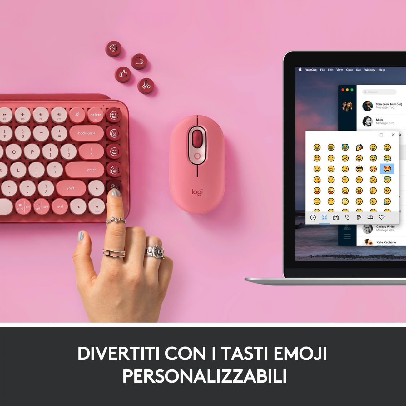 Logitech POP Keys Tastiera Meccanica Wireless con Tasti Emoji Personalizzabili, Design Compatto...