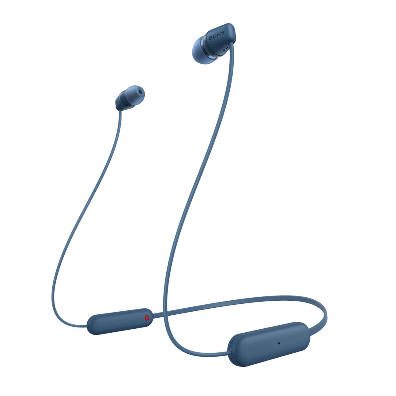 Sony WI-C100 Auricolari Bluetooth Blu con Microfono e Autonomia 25 Ore