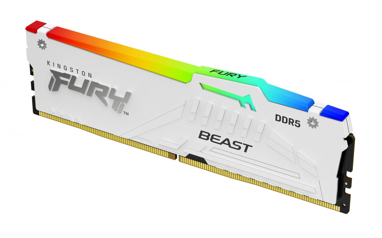 Kingston Technology FURY Beast 128 GB 5200 MT/s DDR5 CL40 DIMM (Kit da 4 moduli) White RGB XMP