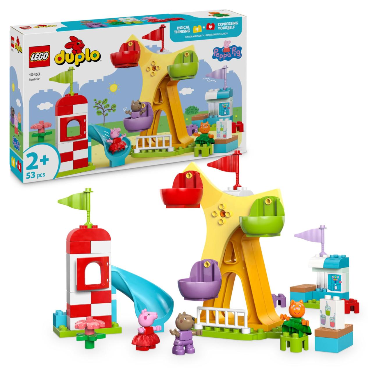 LEGO DUPLO Peppa Pig Luna Park 10453 Set da Gioco Educativo 2+ Anni con Ruota e Scivolo