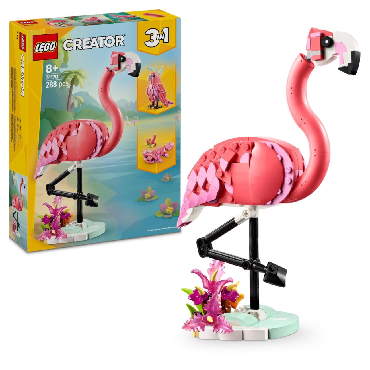 LEGO Creator 31170 Set Costruzioni 3in1 Animali Selvatici Fenicottero Rosa 8+ Anni