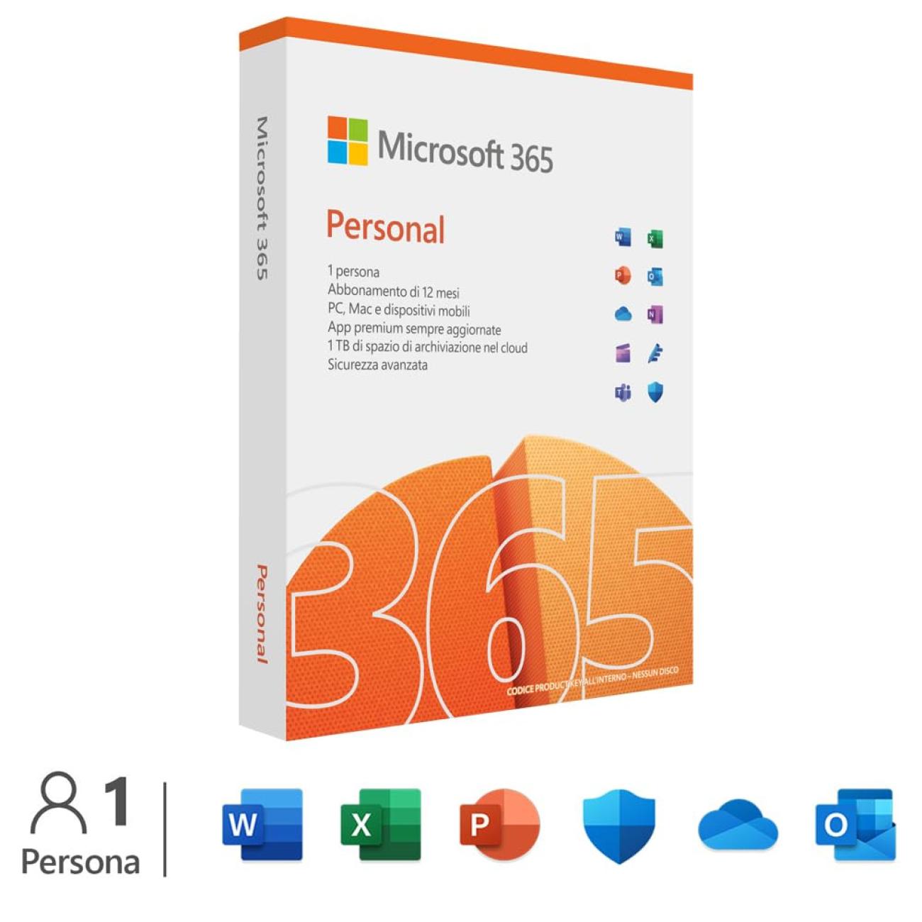 Microsoft 365 Personal | Abbonamento 12 mesi | 1 utente | PC/Mac/Mobile | 1 TB