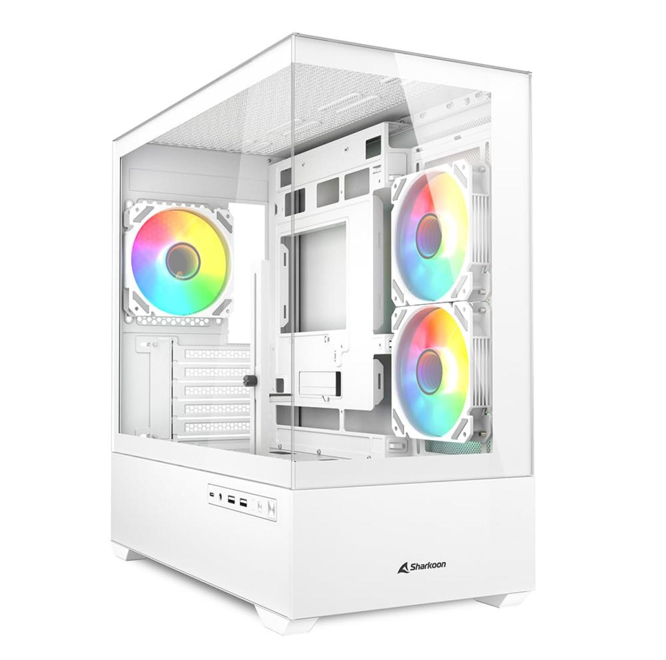 Sharkoon MK6 Case PC Micro ATX Bianco Vetro Temperato con Ventole RGB