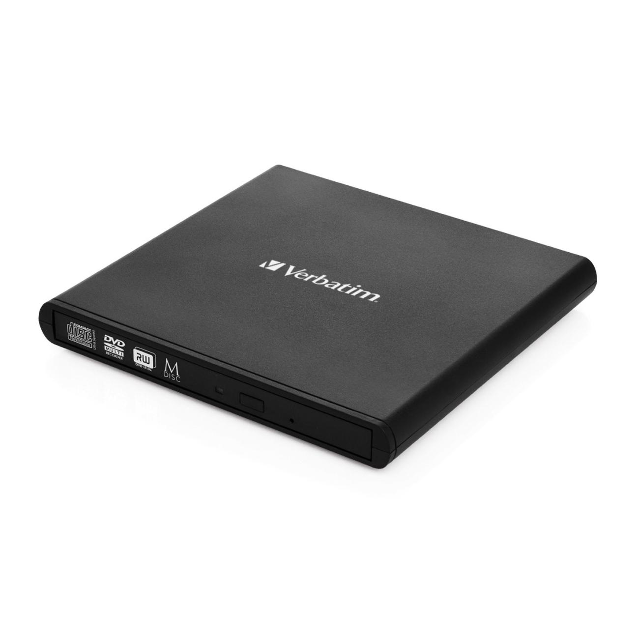 Verbatim DVD-RW Esterno Slimline USB 2.0 Nero per Laptop 8x DVD 24x CD