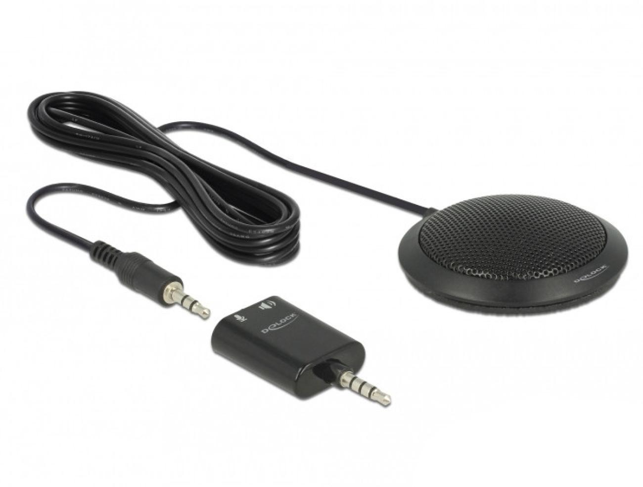 DeLOCK Microfono da Tavolo 65873 Omnidirezionale Cablato per Teleconferenze Nero