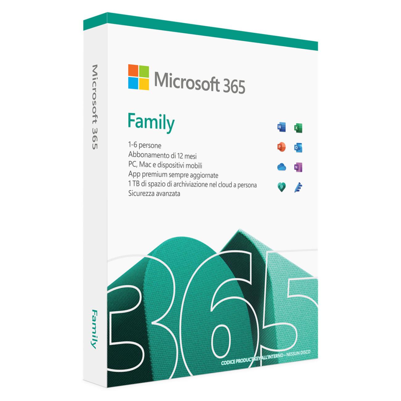 Microsoft 365 Family | Abbonamento Annuale | 6 Utenti | 6 TB Cloud | Office e OneDrive