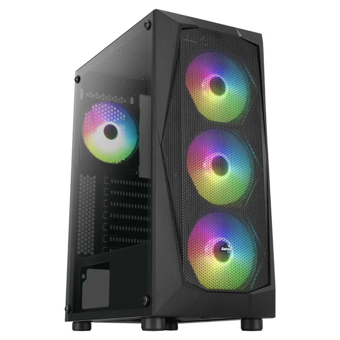 Aerocool Falcon A-BK-v2 Case PC MidiTower ATX Nero con Vetro Temperato