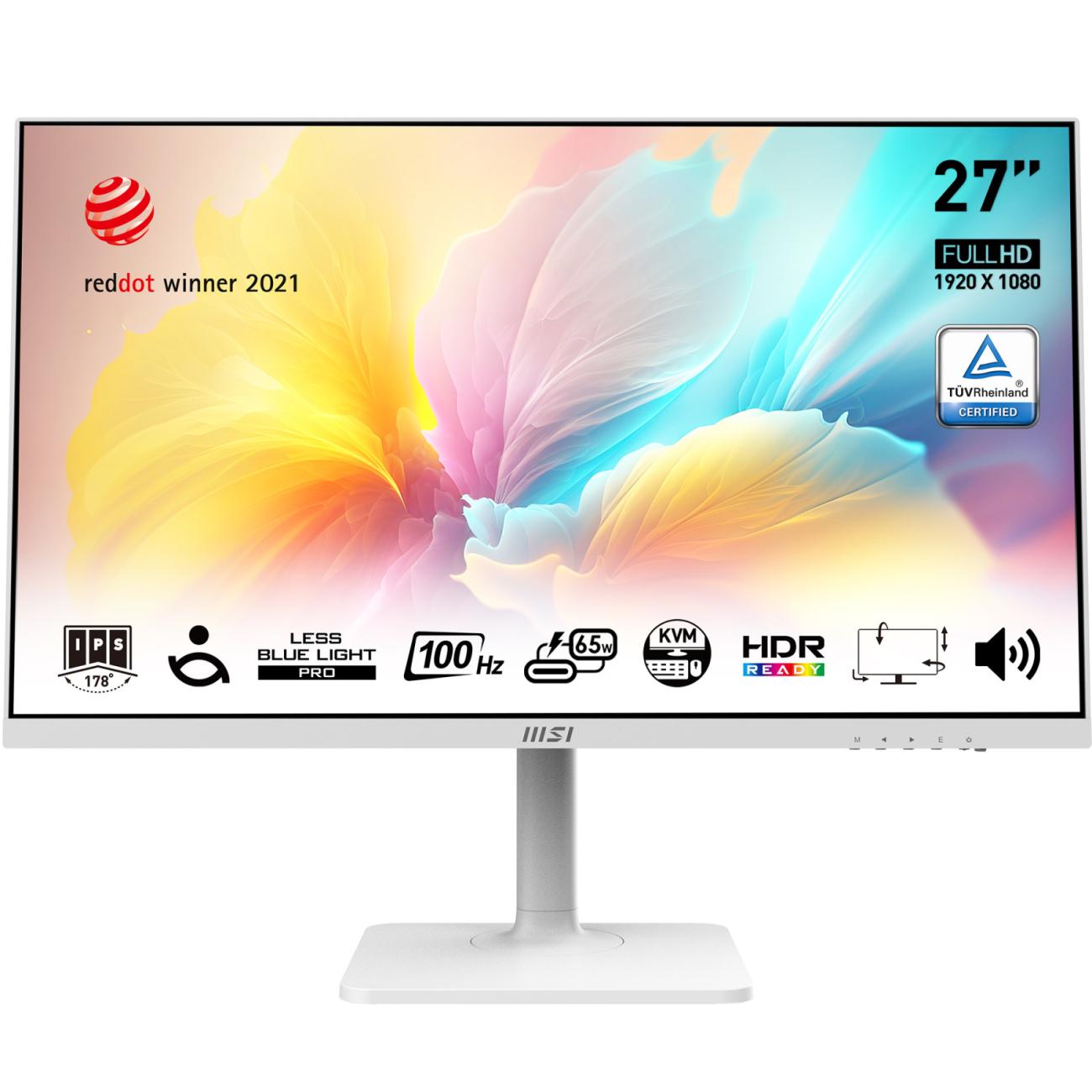 MSI Modern MD272XPWDE Monitor 27" FullHD IPS 100Hz Bianco Senza Cornice