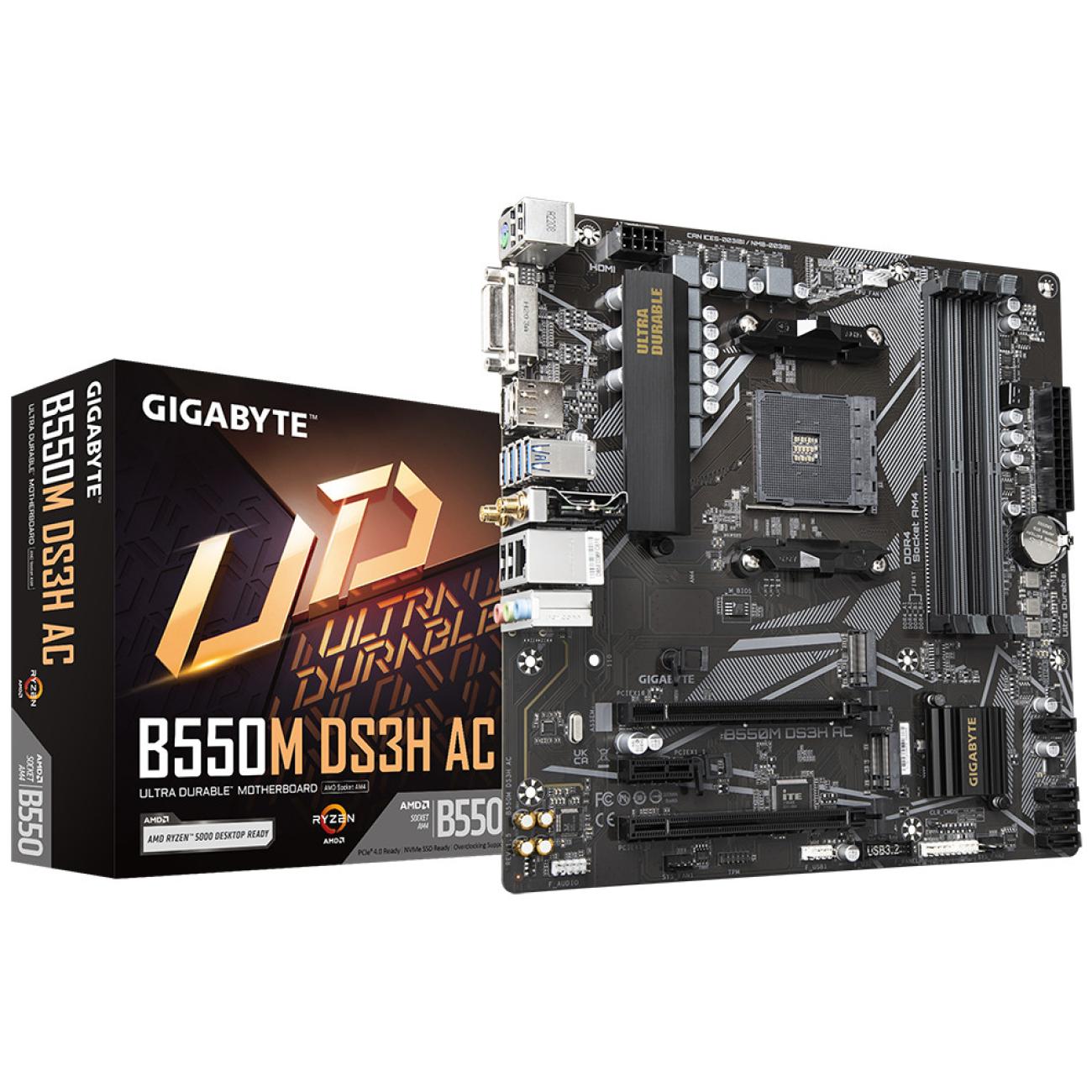 GIGABYTE B550M DS3H AC Scheda Madre Micro ATX Socket AM4 con Wi-Fi per AMD Ryzen