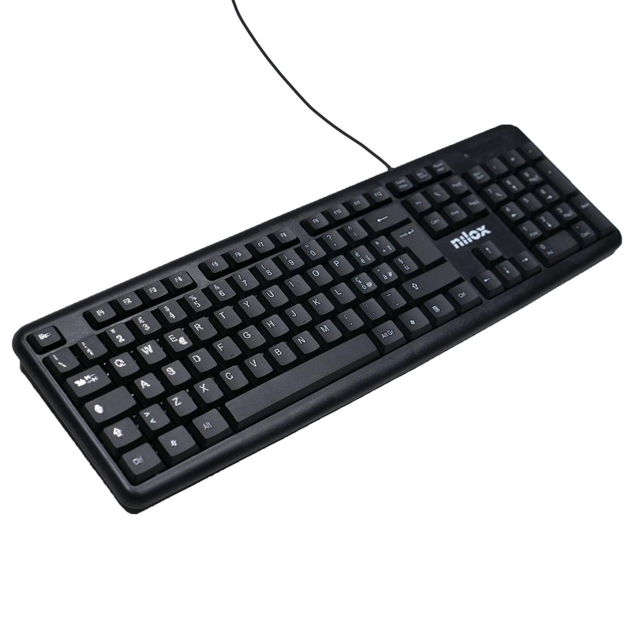 Nilox Tastiera USB Compatta Silenziosa a Membrana Nera KT50U per PC Windows