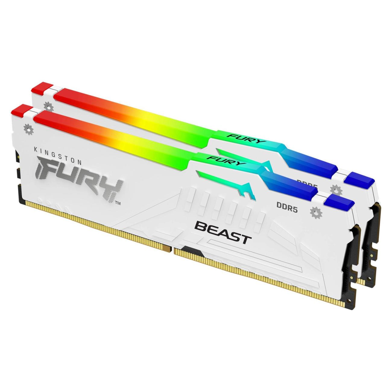 Kingston FURY Beast RAM DDR5 64GB (2x32GB) 6000MT/s CL30 XMP RGB Bianca