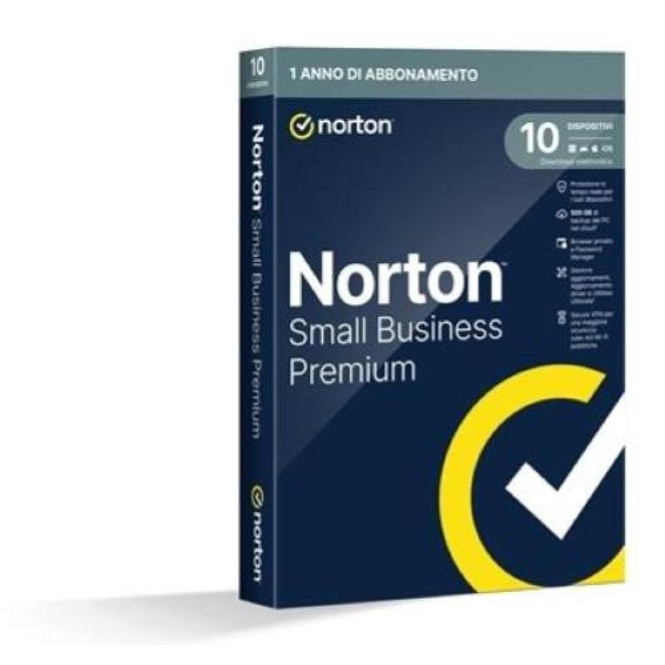 Norton Small Business Premium Antivirus 10 Dispositivi 500 GB VPN 12 Mesi