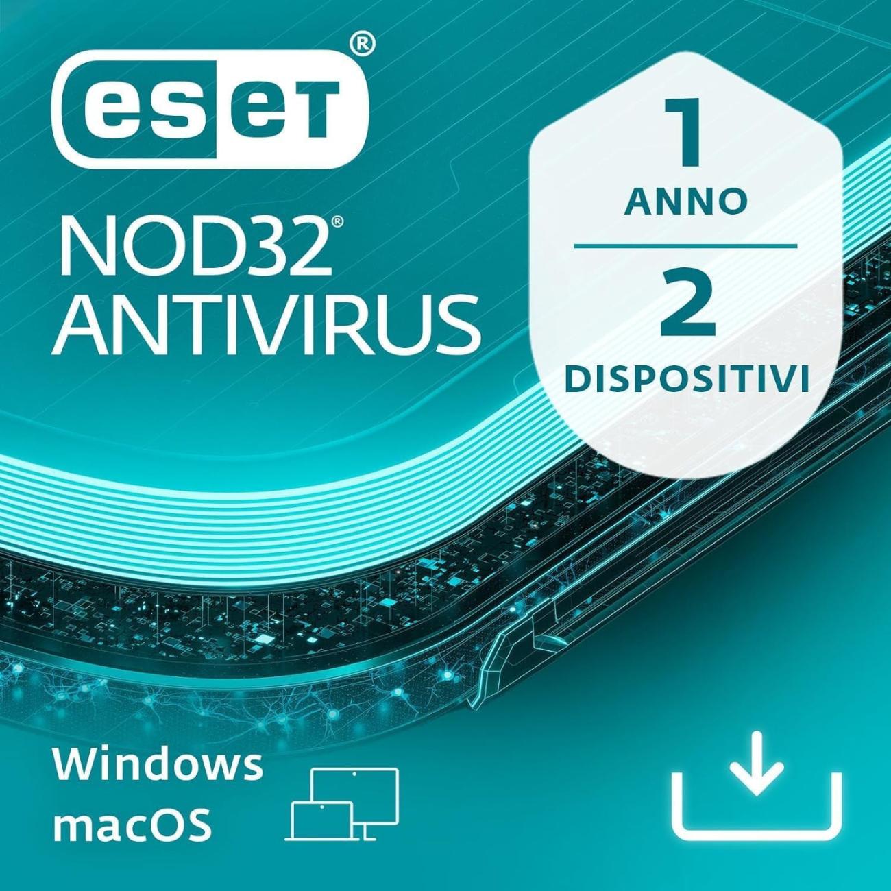 ESET NOD32 Antivirus 2023 | Protezione per 2 Dispositivi | Licenza 1 Anno | Windows/Mac