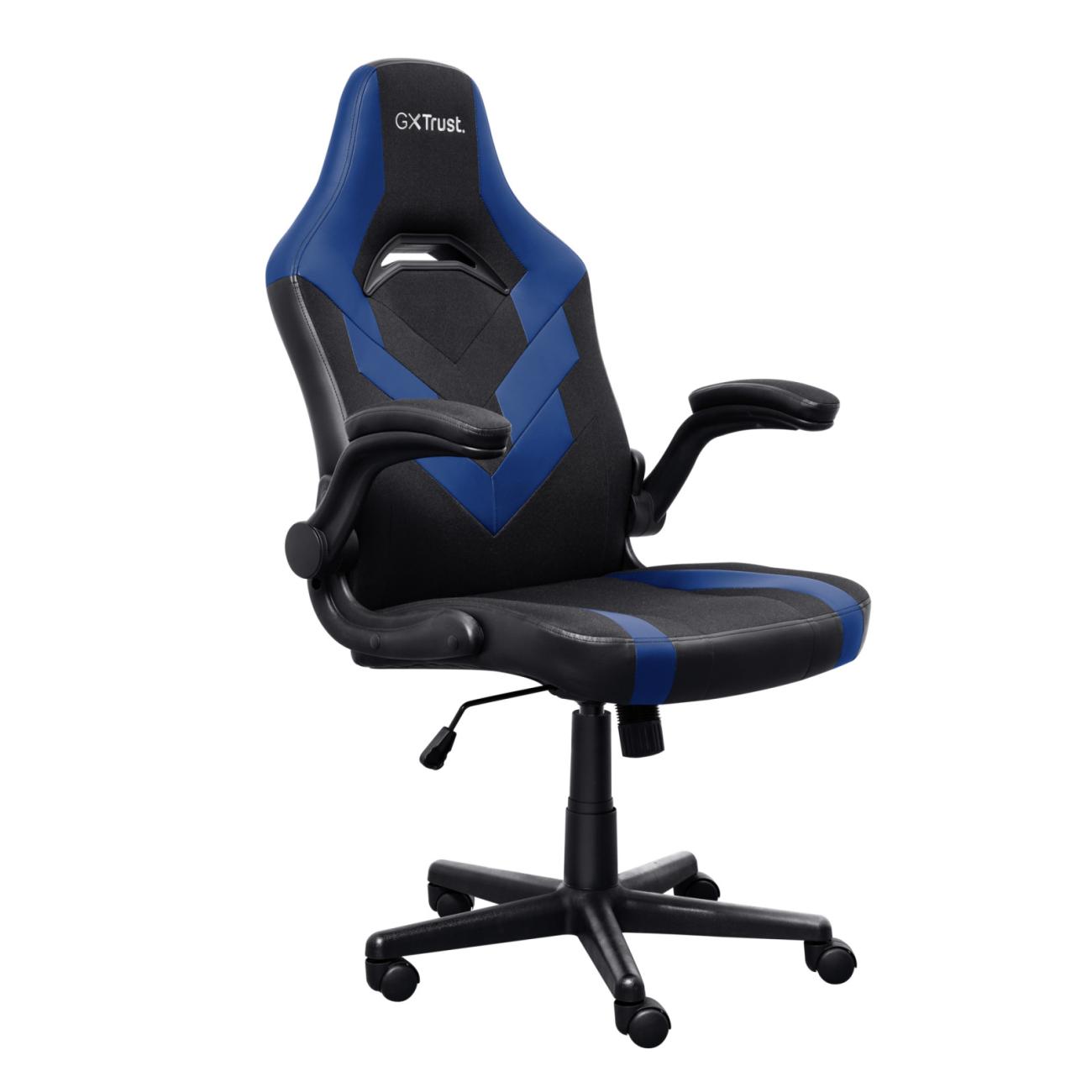 Trust GXT 703B RIYE Sedia Gaming Nero/Blu, Portata 140 kg, Braccioli Regolabili