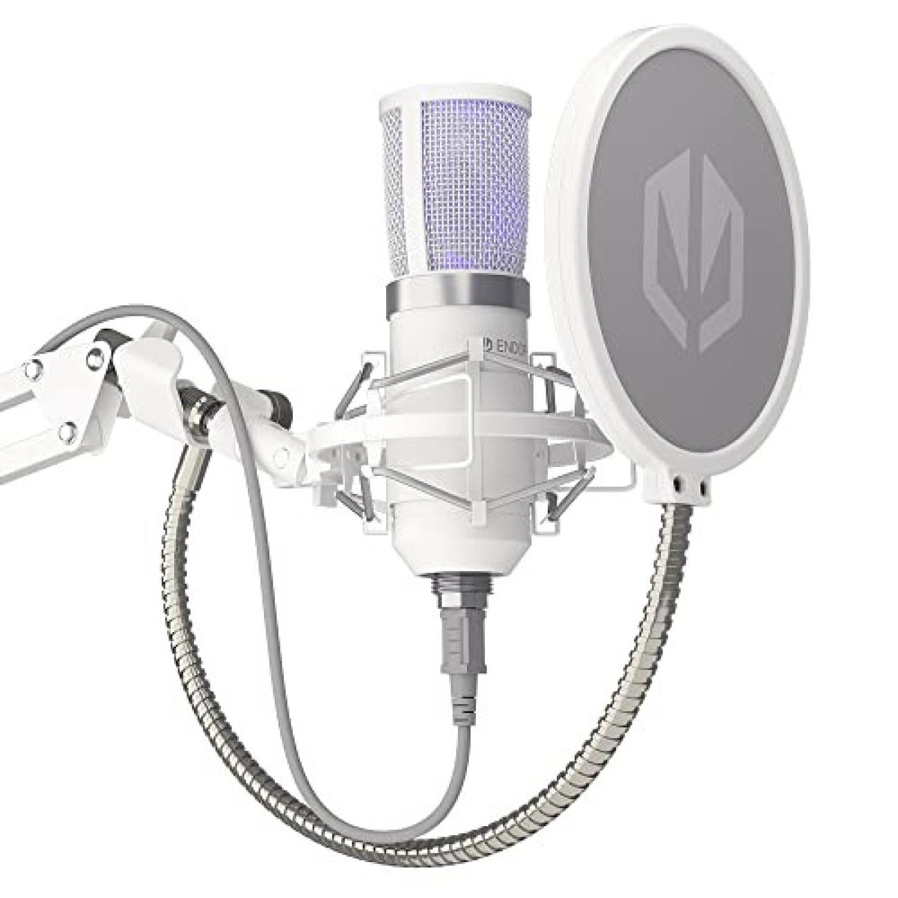 ENDORFY Solum Streaming Microfono USB Plug&Play Bianco con Braccio Regolabile