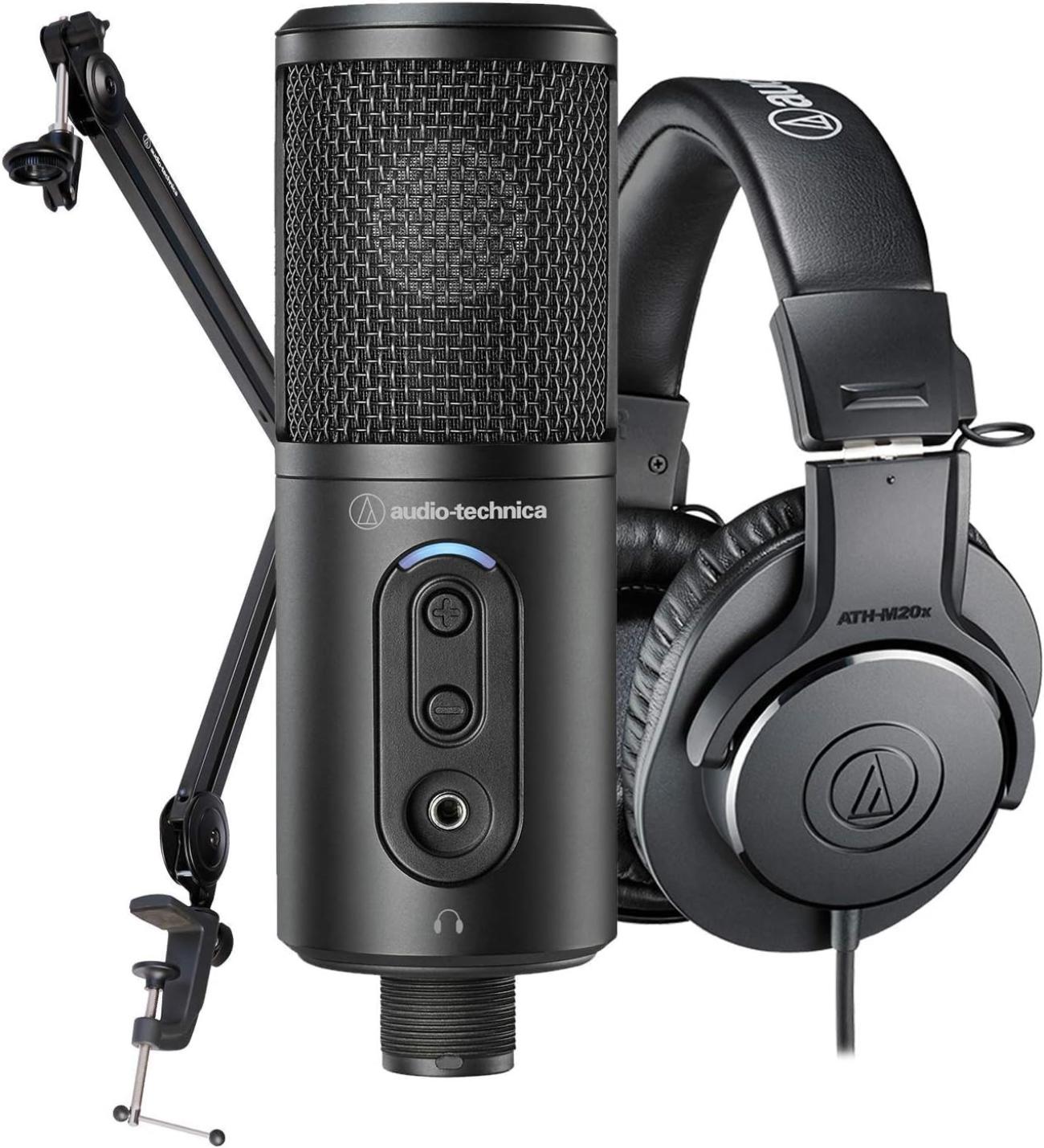 Audio-Technica Kit Creatori Microfono Condensatore Cuffie Studio Braccetto Regolabile Nero