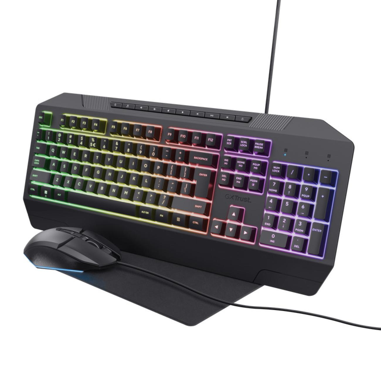 Trust GXT 791 Tastiera e Mouse Gaming RGB Cablato USB Italiano Nero
