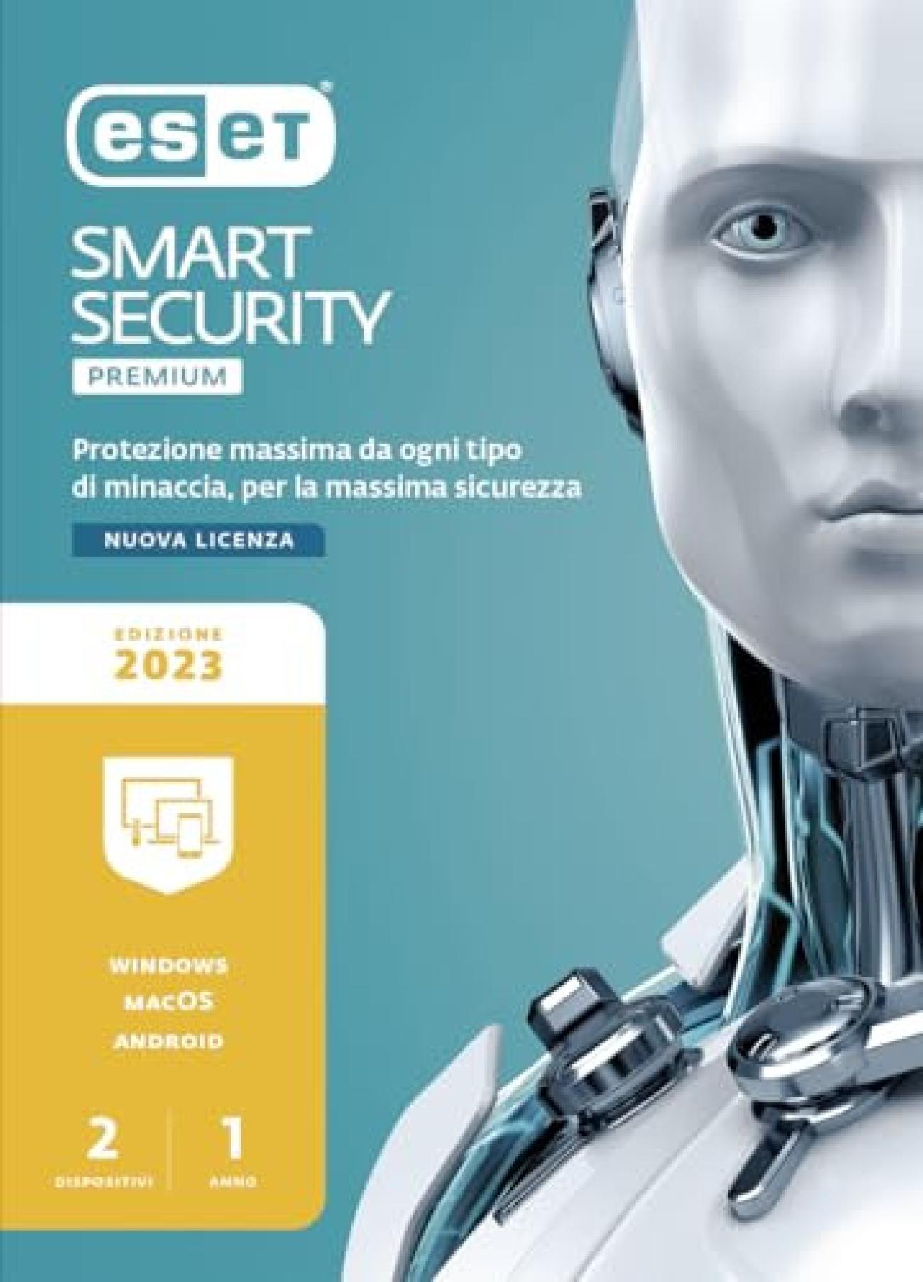 ESET Smart Security Premium 2023 Antivirus per 2 Dispositivi - Licenza 1 Anno PC/Mac/Mobile