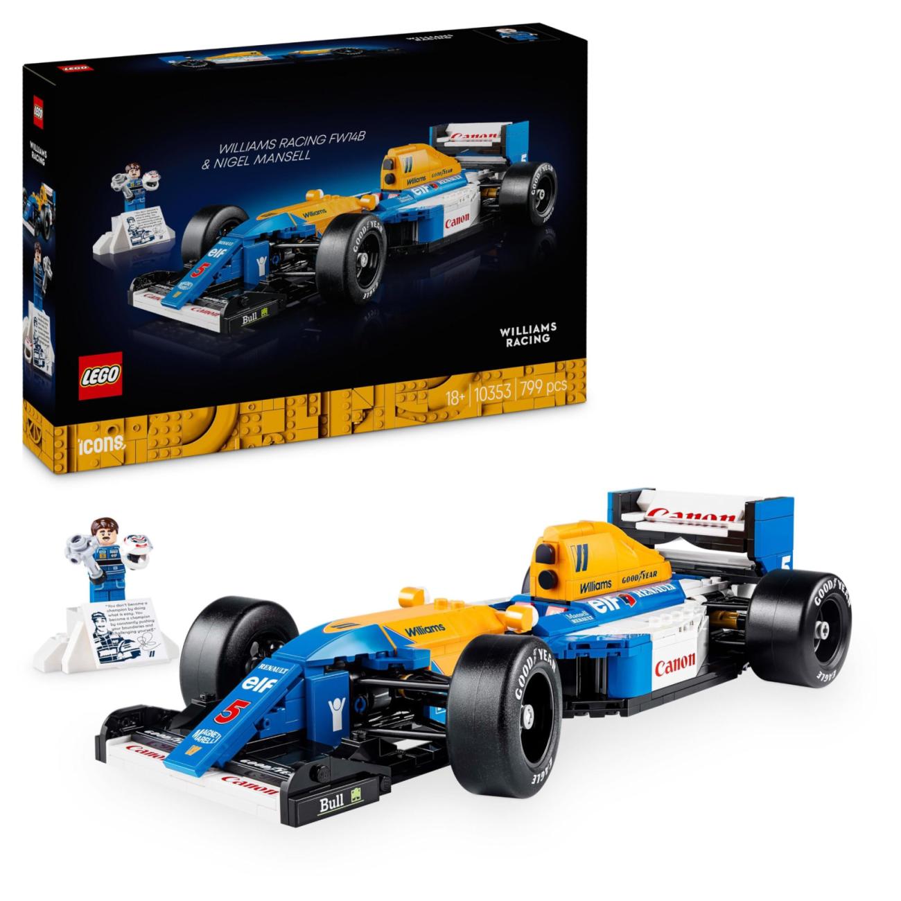 LEGO Icons 10353 Modellino Auto F1 Williams Racing FW14B con Nigel Mansell