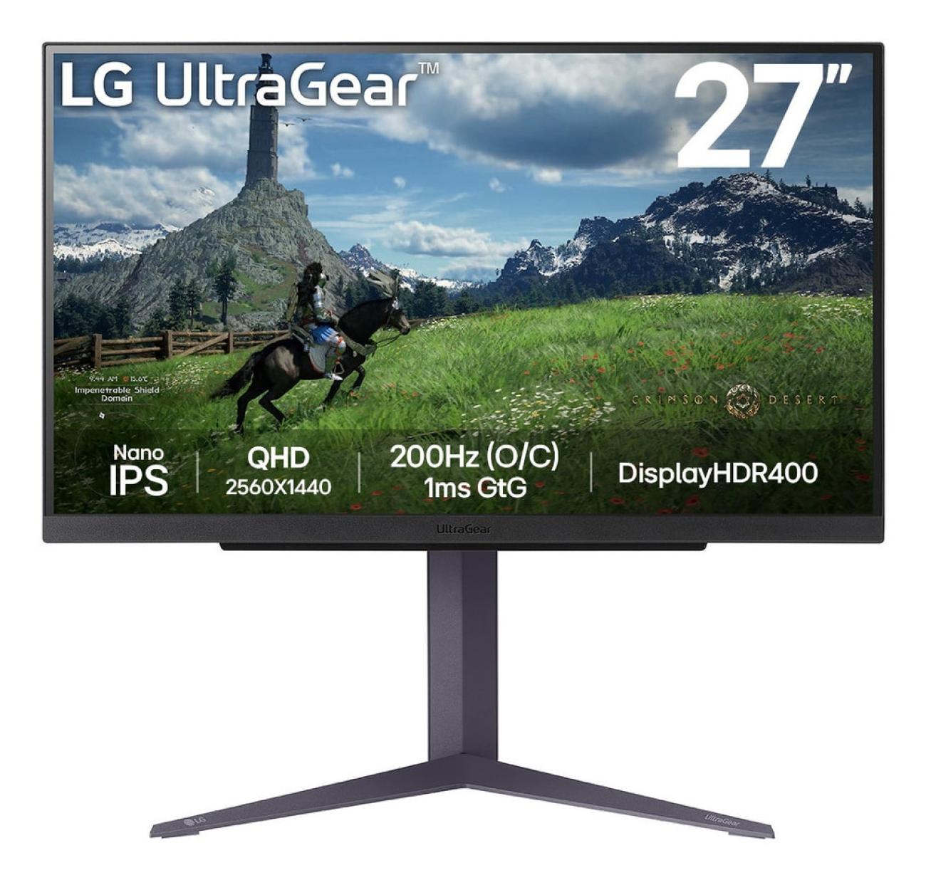 LG 27GS85QX-B Monitor Gaming 27" Quad HD Nano IPS 200Hz G-SYNC Compatible