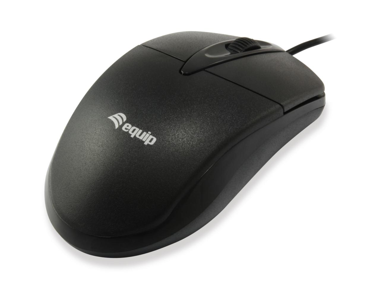 Mouse Equip ottico USB ambidestro 1000 DPI nero per ufficio cablato 3 tasti